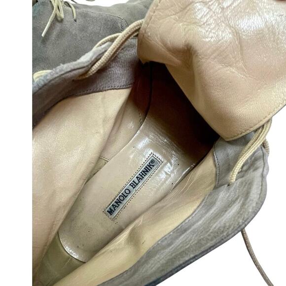 MANOLO BLAHNIK BOOTIES BERWICK SUEDE TAUPE SIZE 6 STREETWEAR VERSATILE - Picture 6 of 12